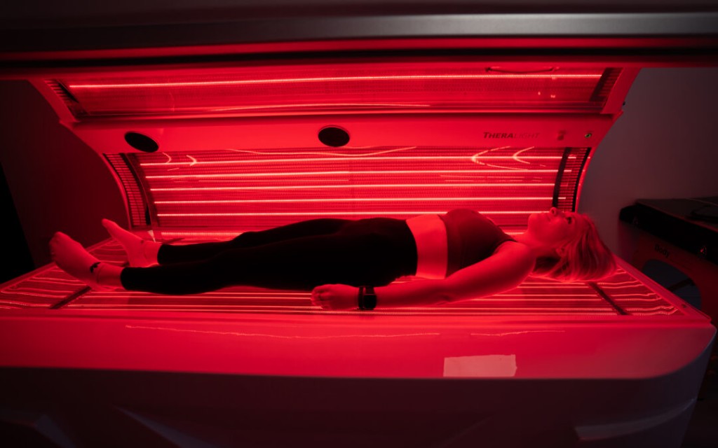 Red light therapy bed at Citrus and Sage Wellness Retreat Redlands California
